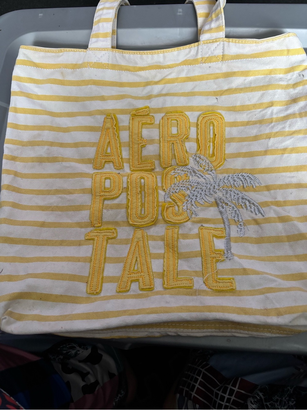 Aeropostale Yellow & White Striped Tote-Style Kids Top